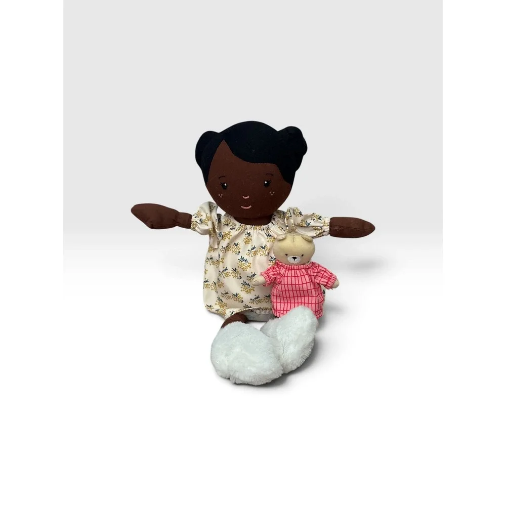 Manhattan Toy Playdate Friends Harper Doll w/ Mini Teddy Bear Floral Dress Plush